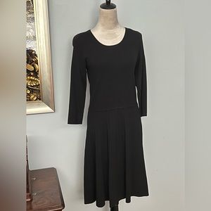 EUC Talbots Black Knit Dropped Waist Fit and Flare Dress, Medium
